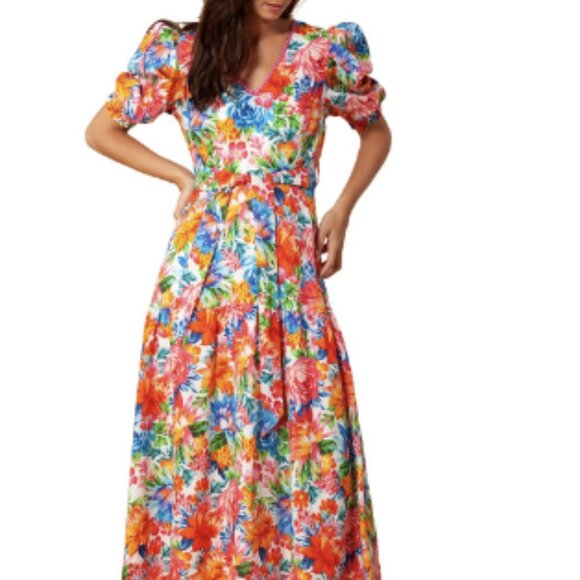 Hale Bob Womens  V Neck Linen Maxi Dress - Picture 1 of 5